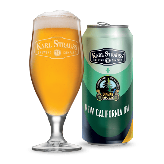 New California IPA can and Beer in glass