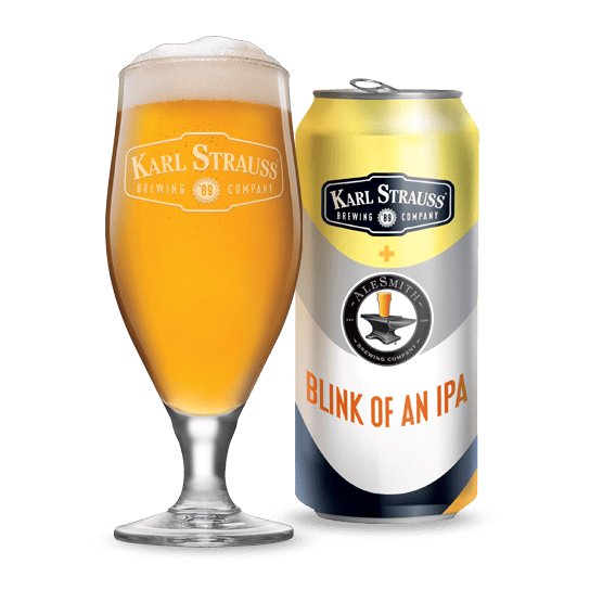 Blink of an IPA 16oz can and glass