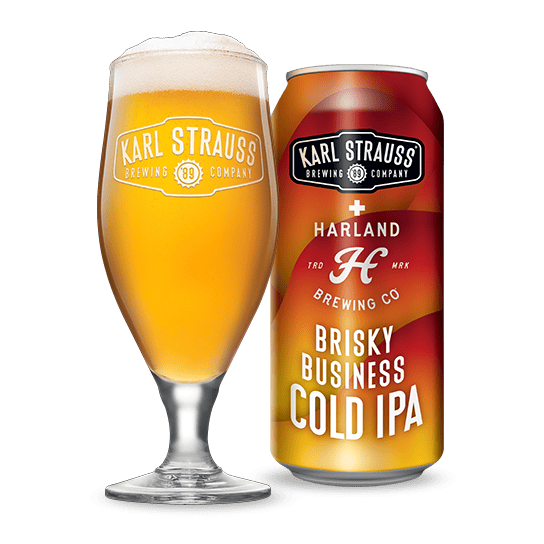 Brisky Business Cold IPA pint glass and can